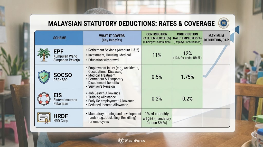 Table comparing regional benefits template versus multinational employee benefits Malaysia subsidiary requirements