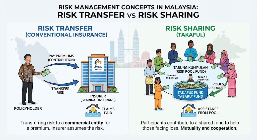 takaful vs conventional insurance Malaysia difference infographic